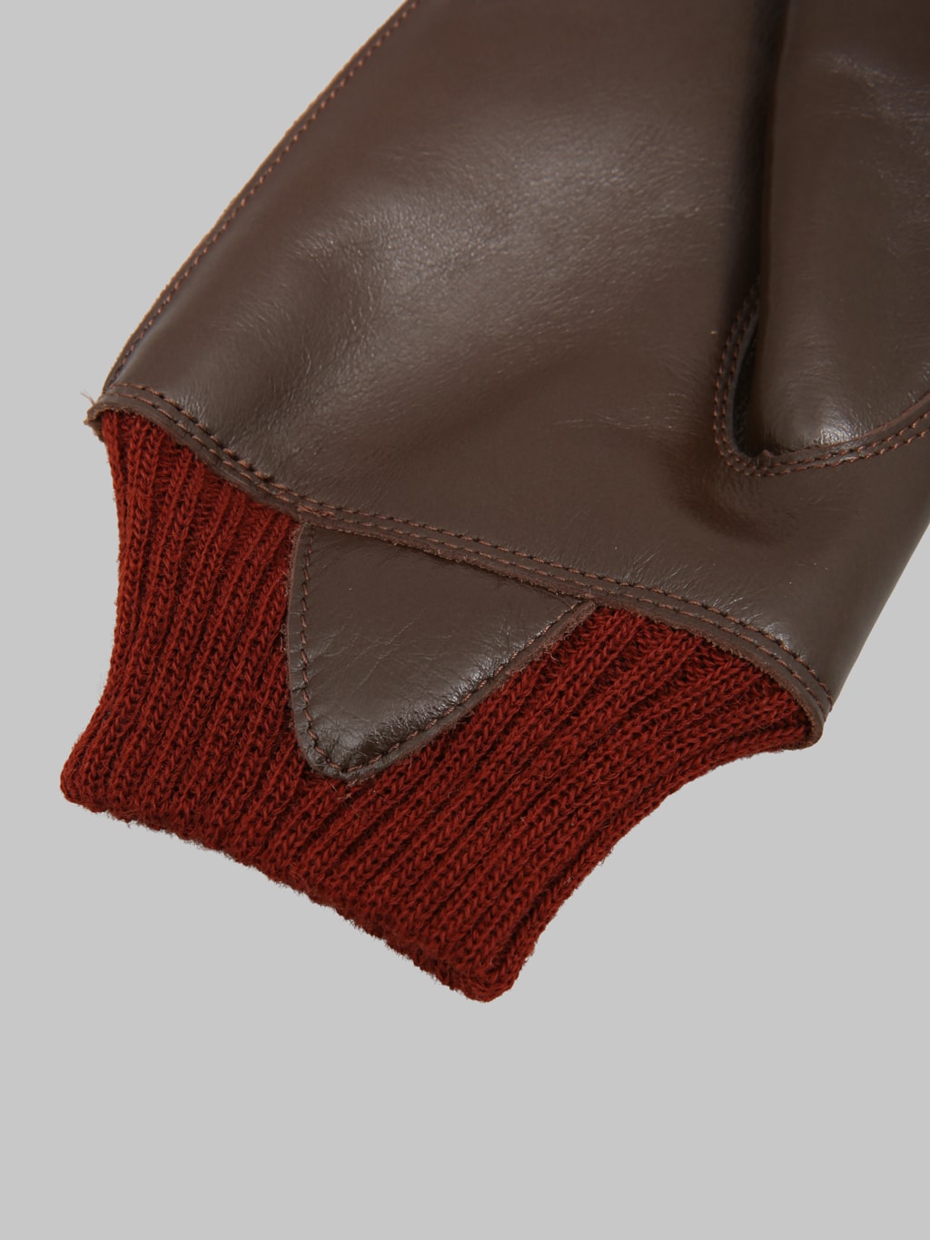 Buzz Rickson's BR02835 Type A-10 "Flying Winter" Brown Leather x Red Rib Gloves - Redcast Heritage Co.