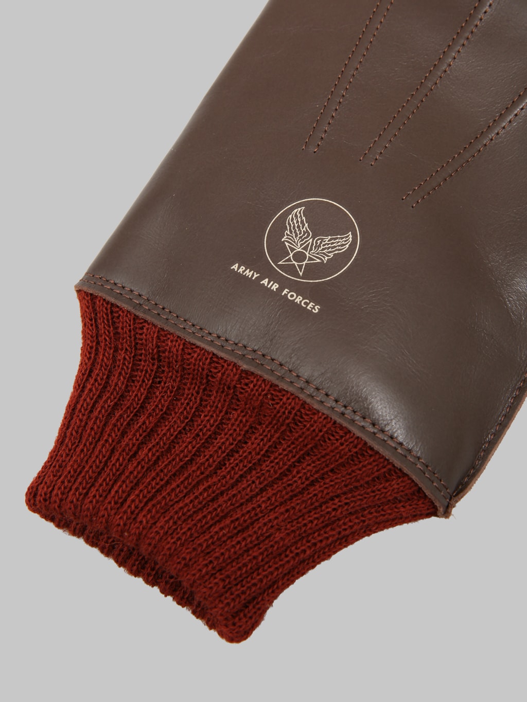 Buzz Rickson's BR02835 Type A-10 "Flying Winter" Brown Leather x Red Rib Gloves - Redcast Heritage Co.