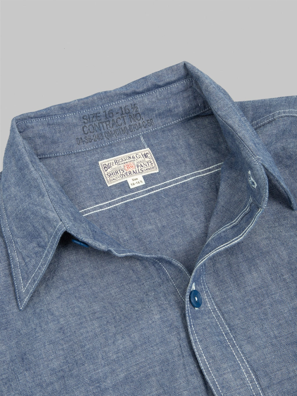 buzz ricksons blue chambray work shirt indigo label