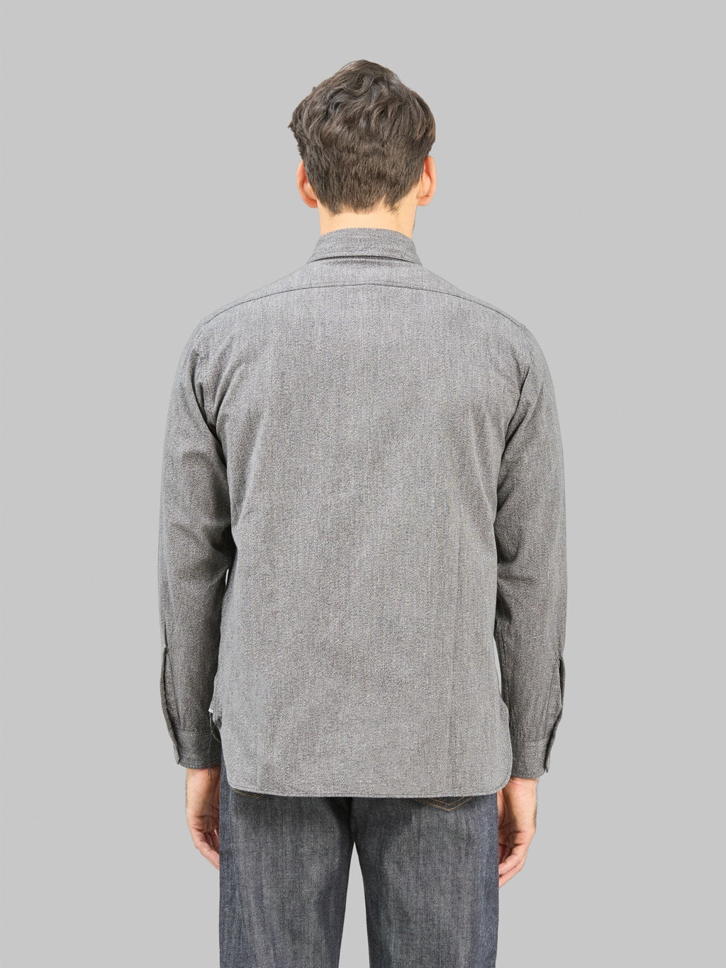 Buzz Ricksons BR26082 Cotton Covert Work Shirt Black back fit