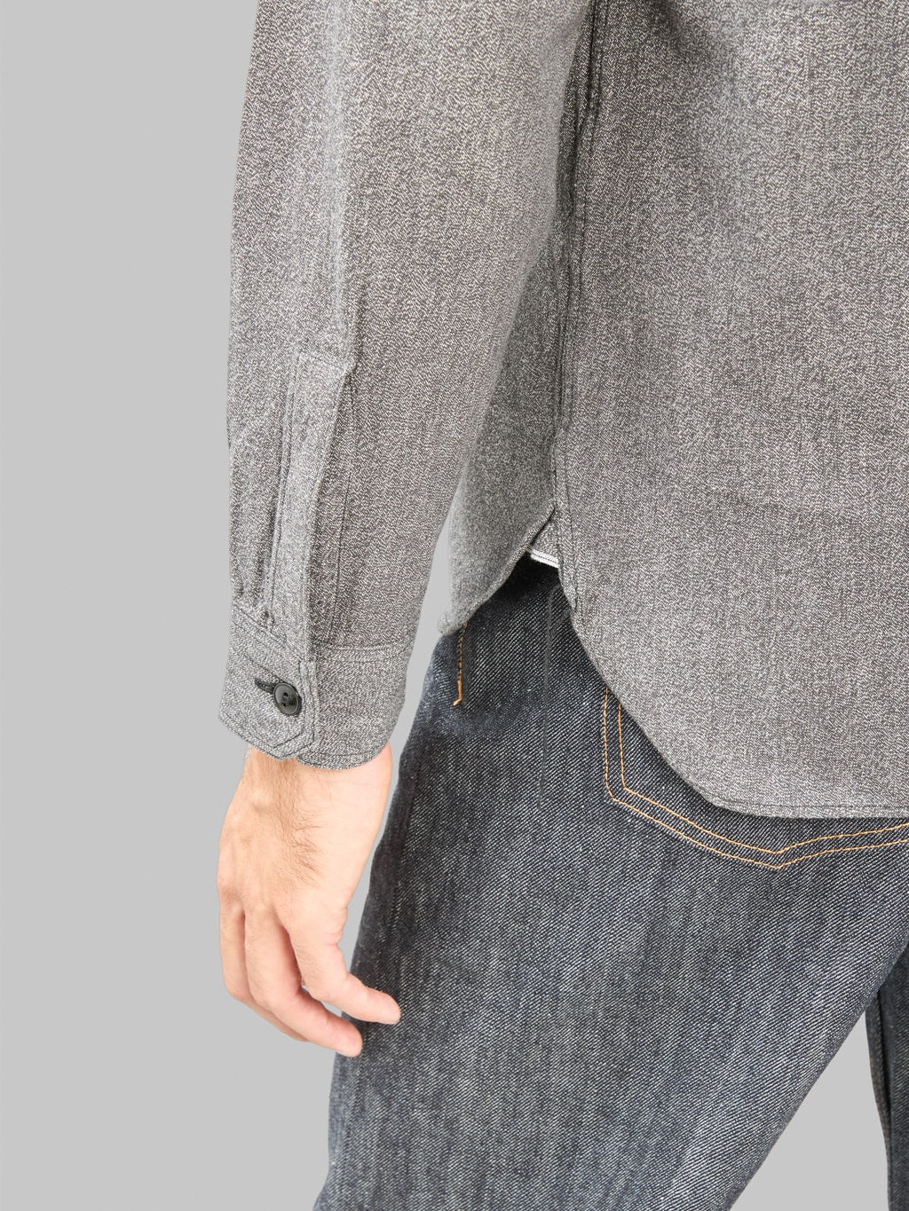 Buzz Ricksons BR26082 Cotton Covert Work Shirt Black cuff details