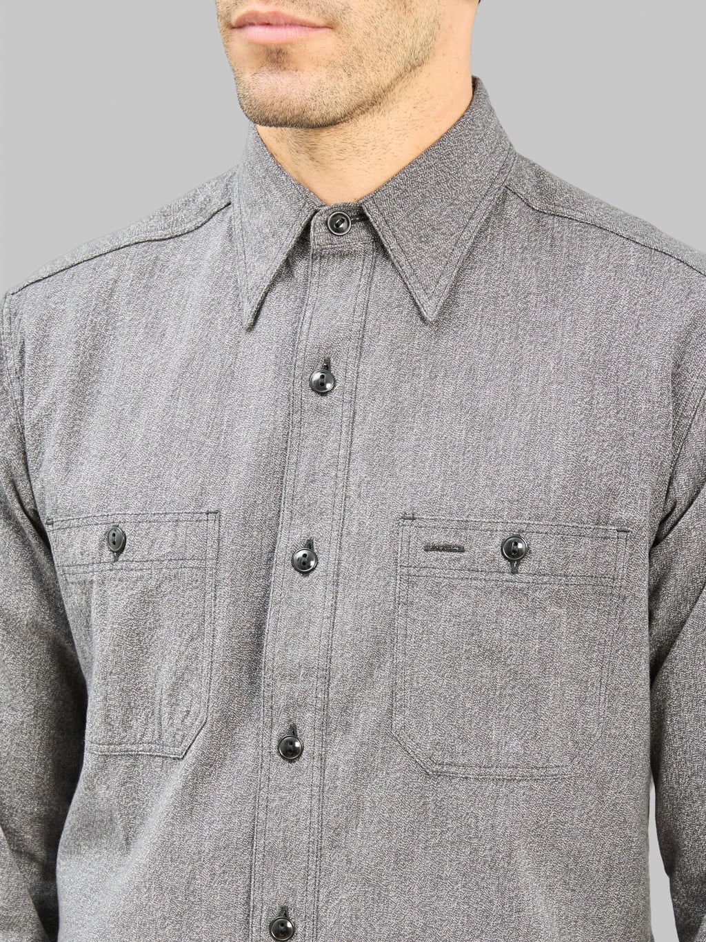 Buzz Ricksons BR26082 Cotton Covert Work Shirt Black chest