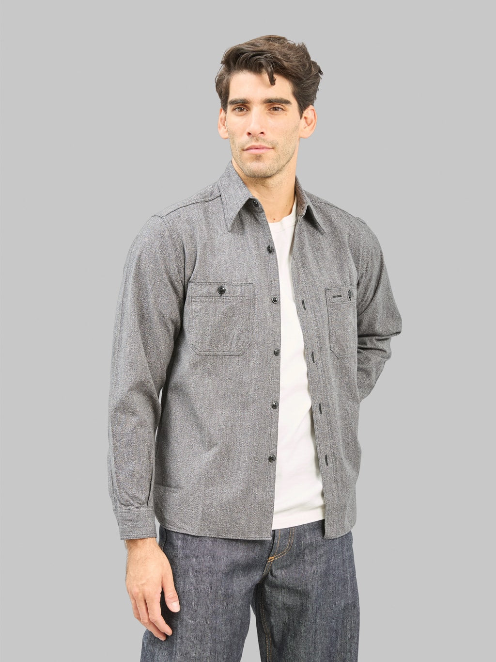 Buzz Ricksons BR26082 Cotton Covert Work Shirt Black styled