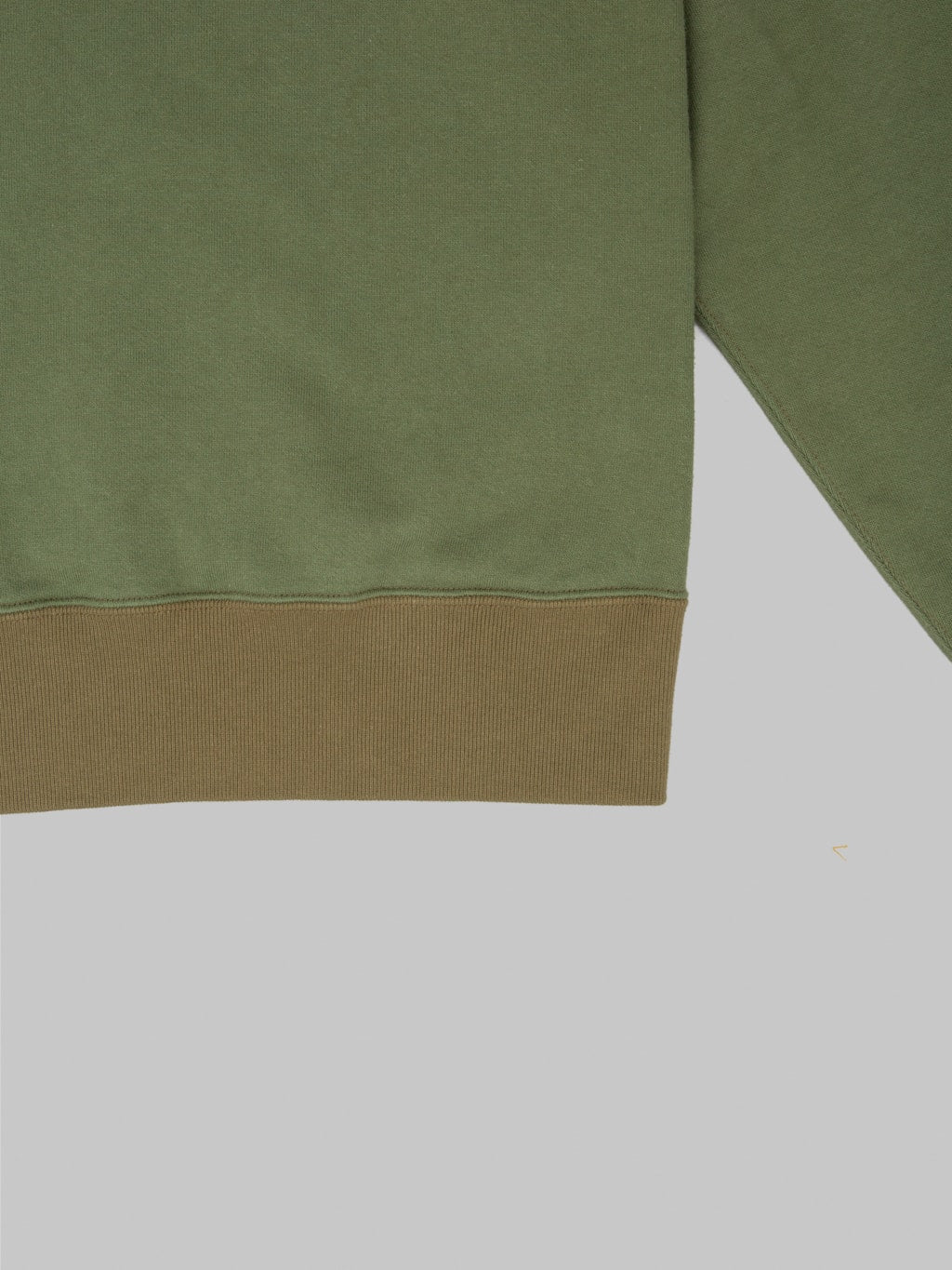 buzz ricksons freedom sleeve 13oz tubular sweatshirt olive ribbed