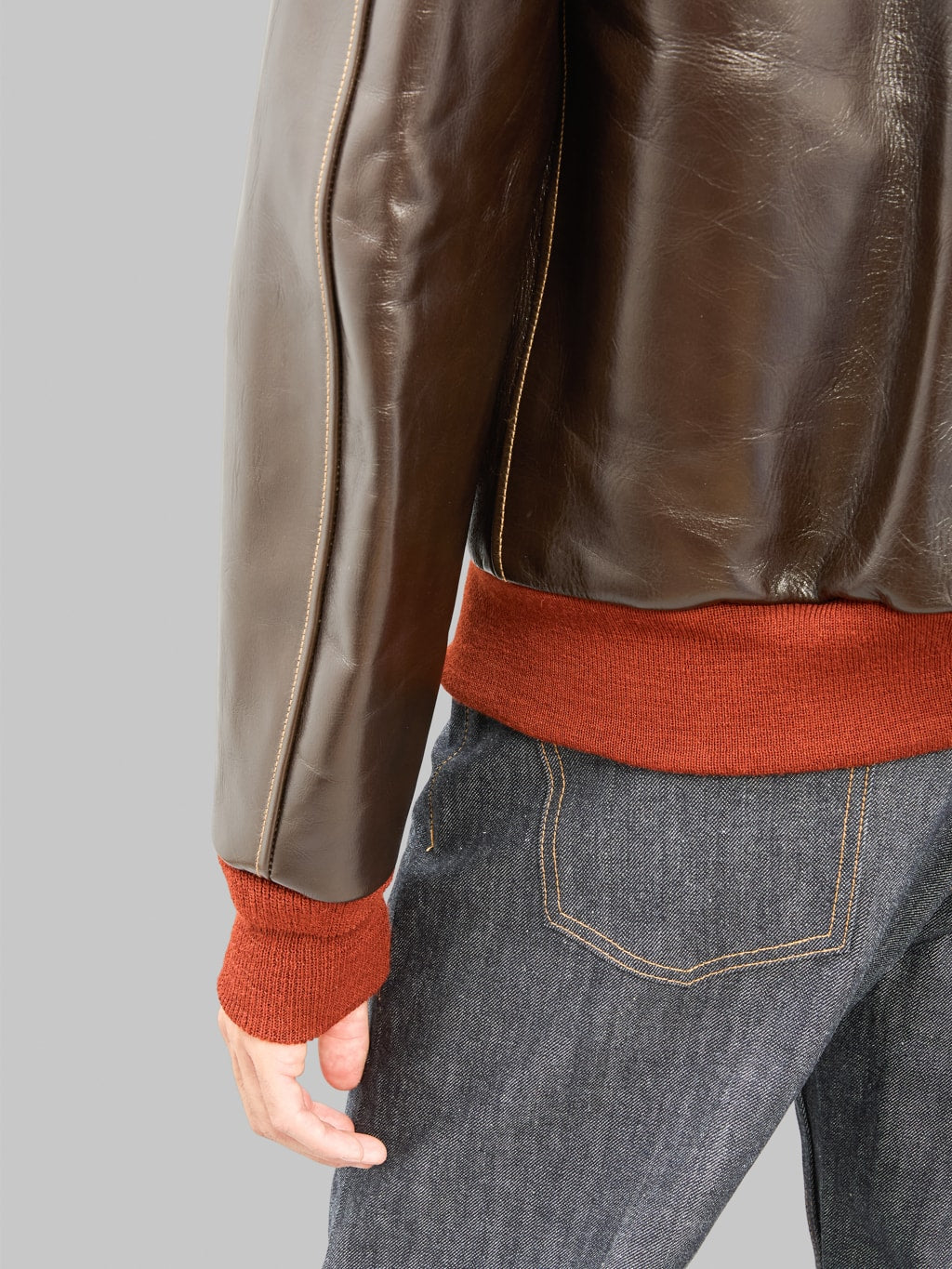 Buzz Ricksons BR80644 Type A2 Horsehide Leather Jacket ribbed