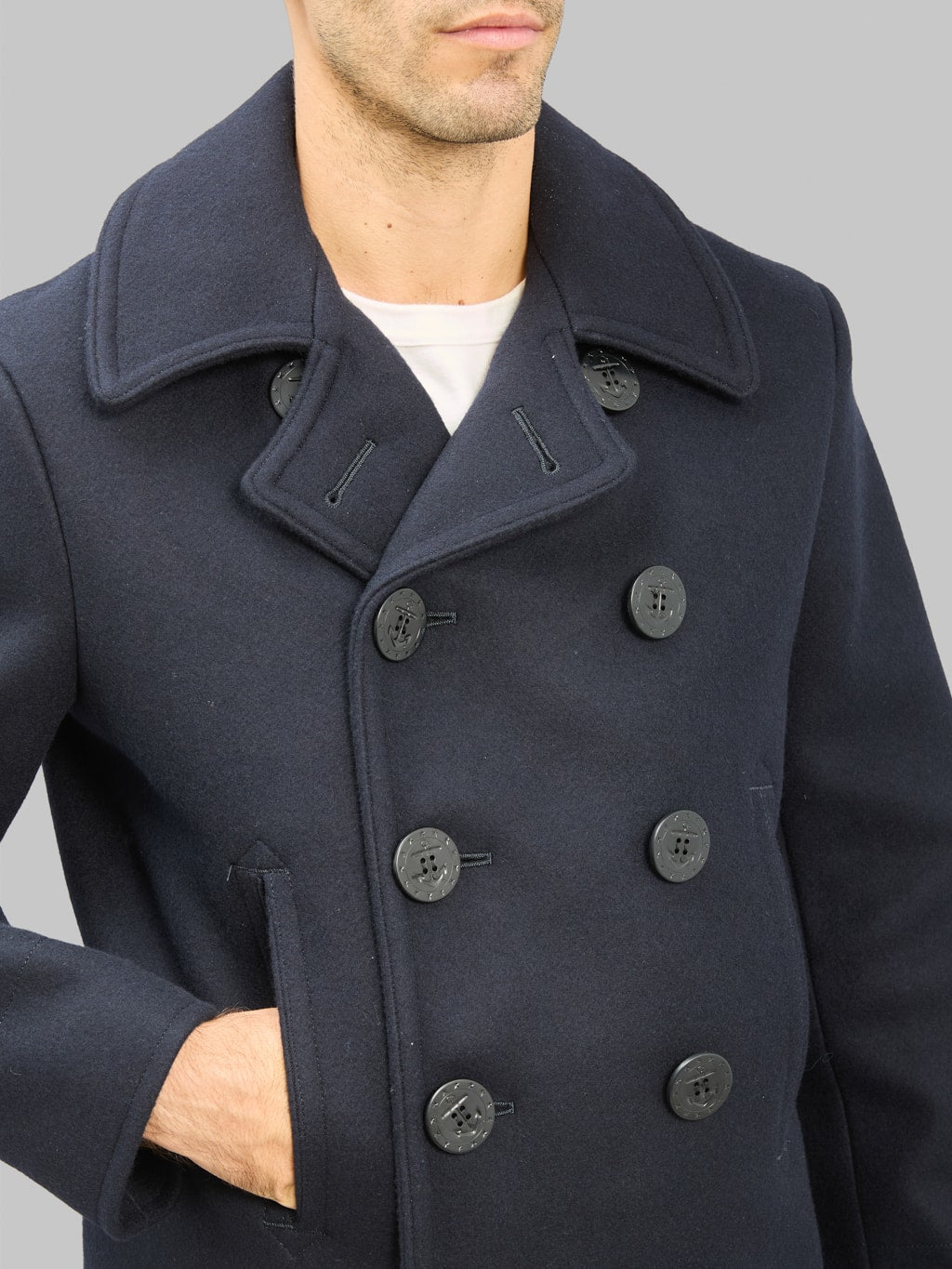 Buzz Ricksons BR11554 US Navy Pea Coat chest