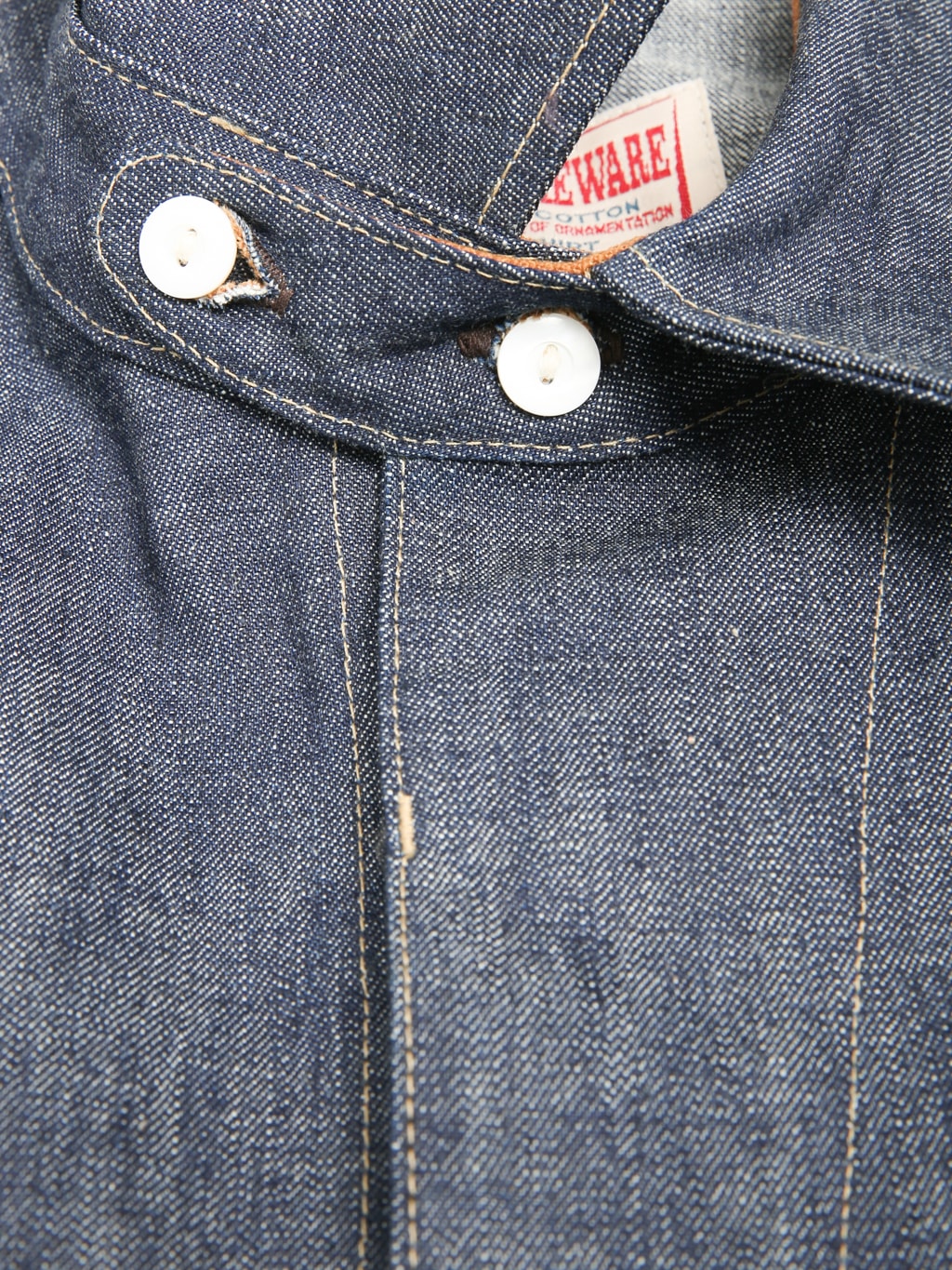Deluxeware 7640 1940s Denim Shirt closeup