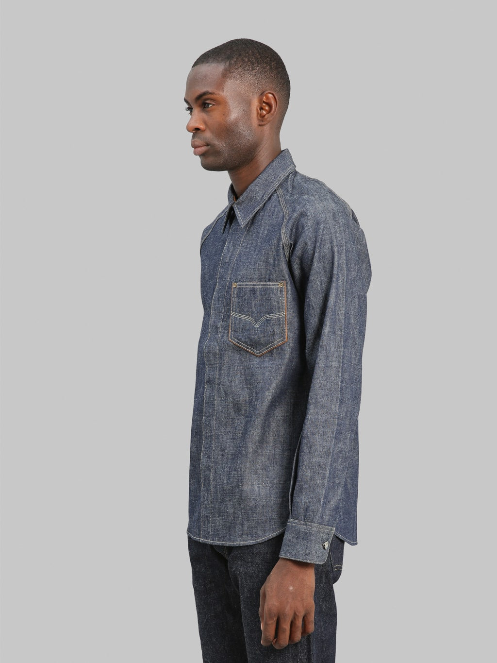 Deluxeware 7640 1940s Denim Shirt side look
