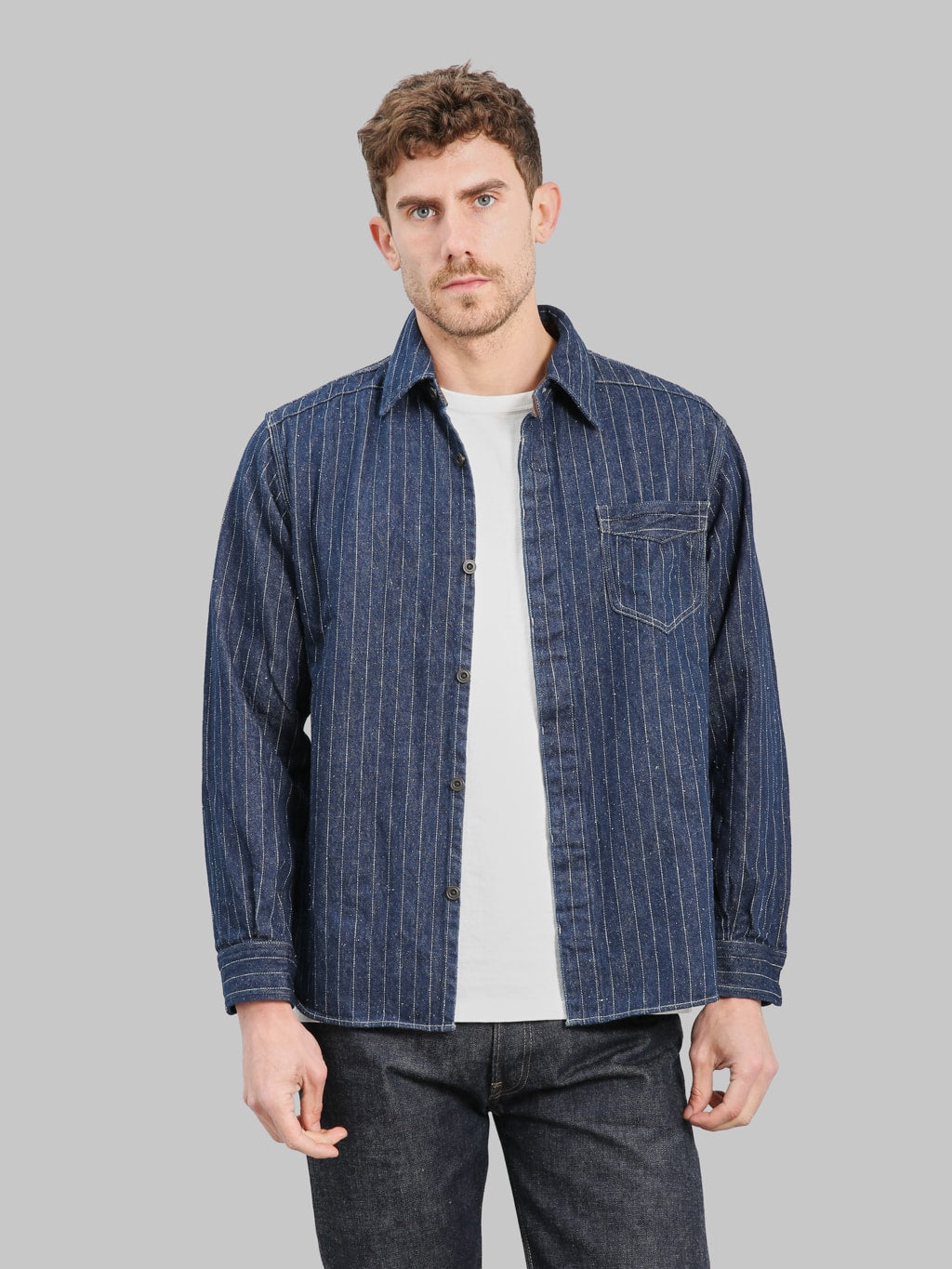 Deluxeware 7630A 20th Anniversary Wabash Indigo Denim Nel Shirt styled