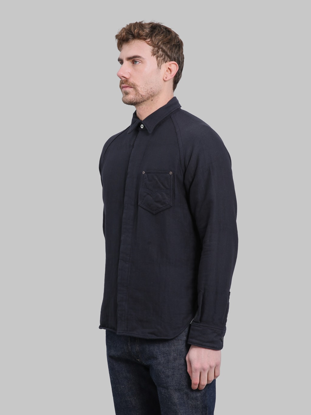 Deluxeware 7649C 40's Native Border Shirt Navy - Redcast Heritage Co.