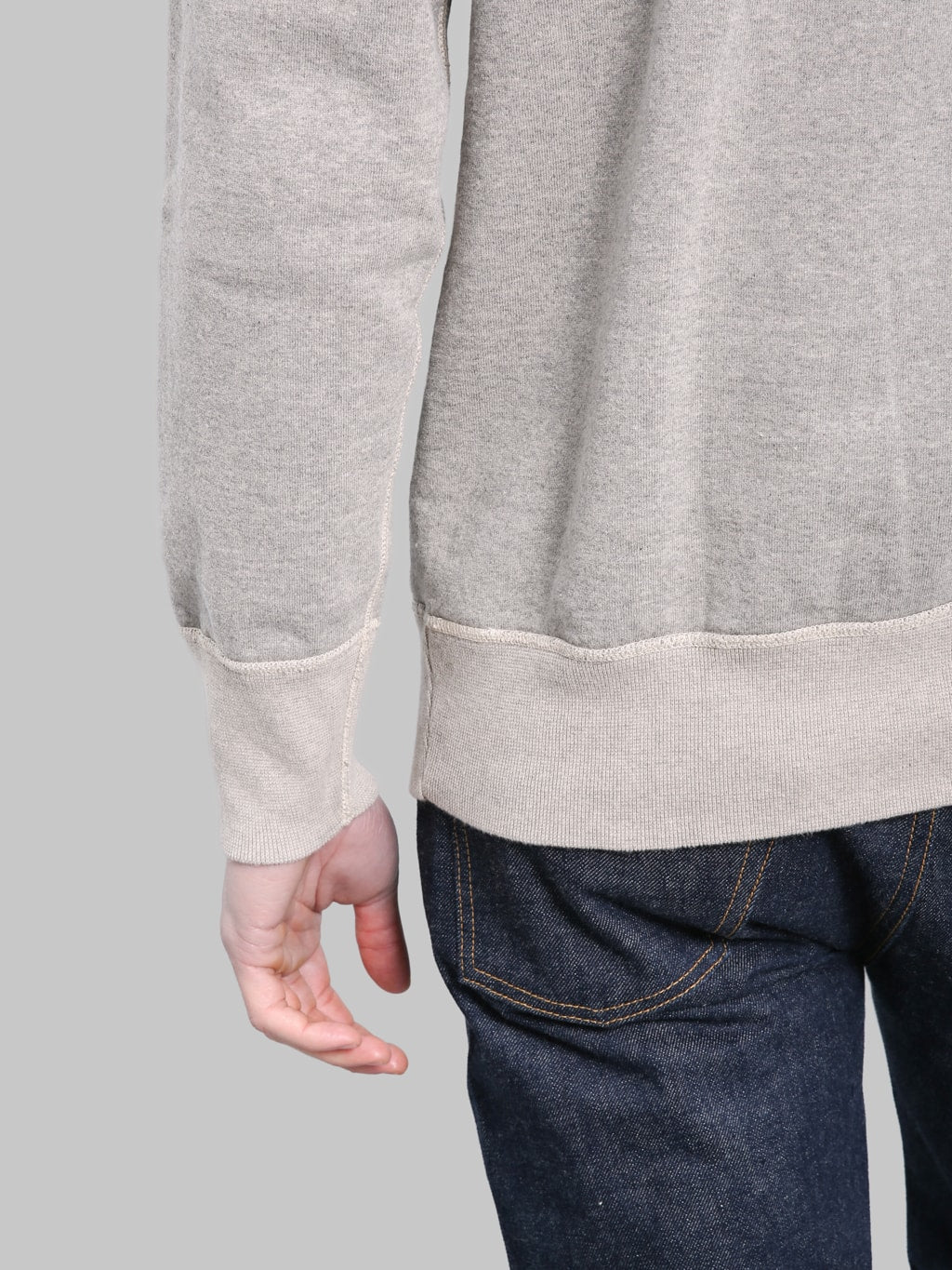 Deluxeware S101-00 Flat Seam Plain Sweatshirt Grey Beige