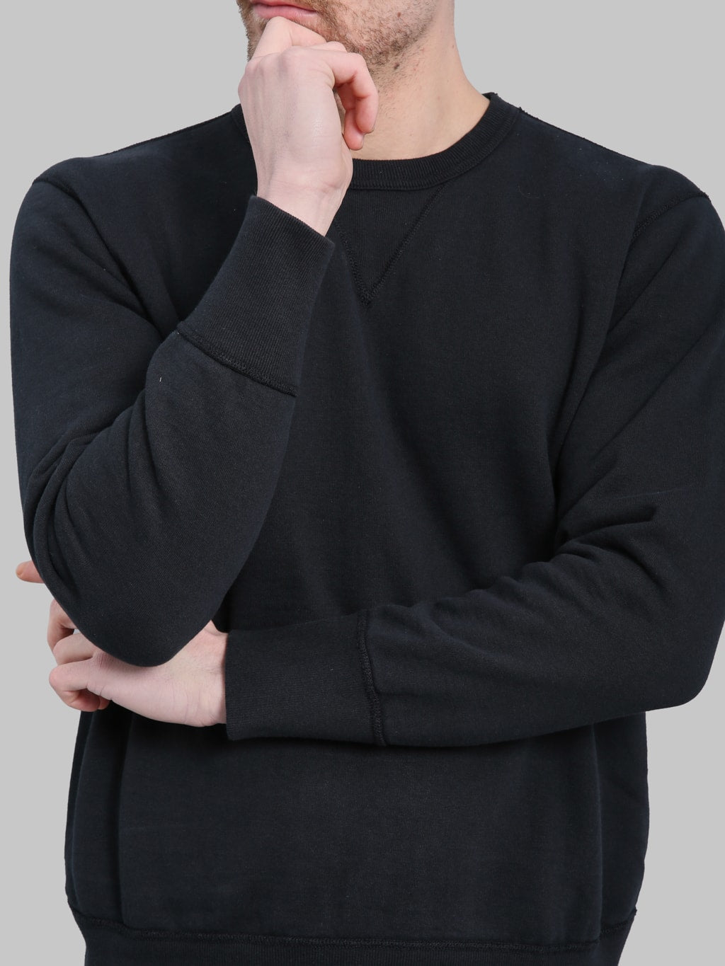 Deluxeware S101-00 Flat Seam Plain Sweatshirt Core Black
