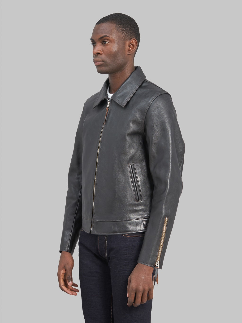 double helix horsehide riders jacket black side