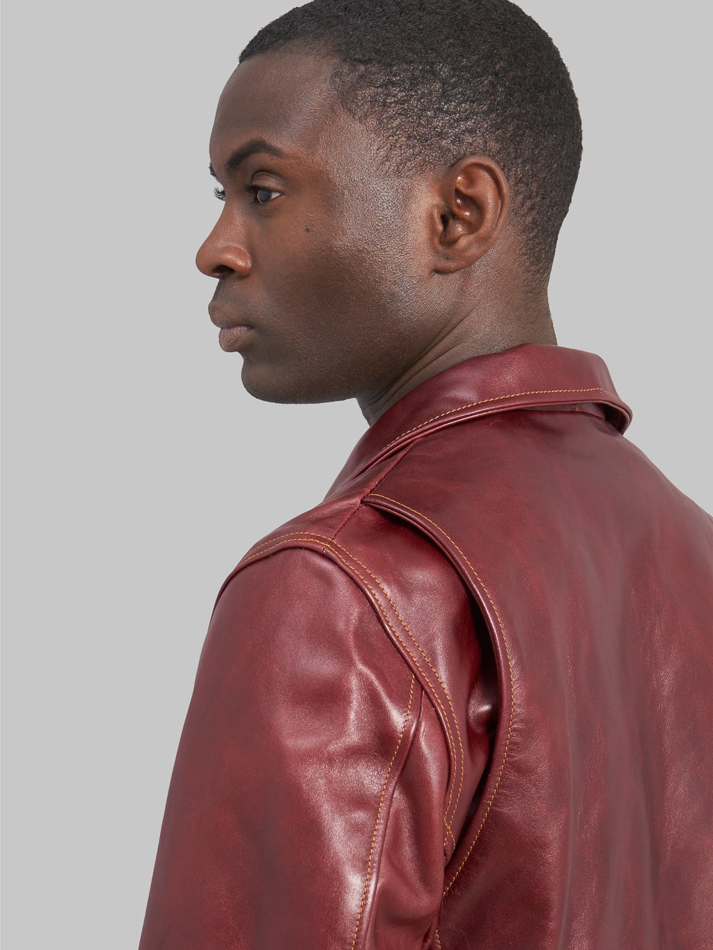 double helix deviant double riders horsehide jacket burgundy back details