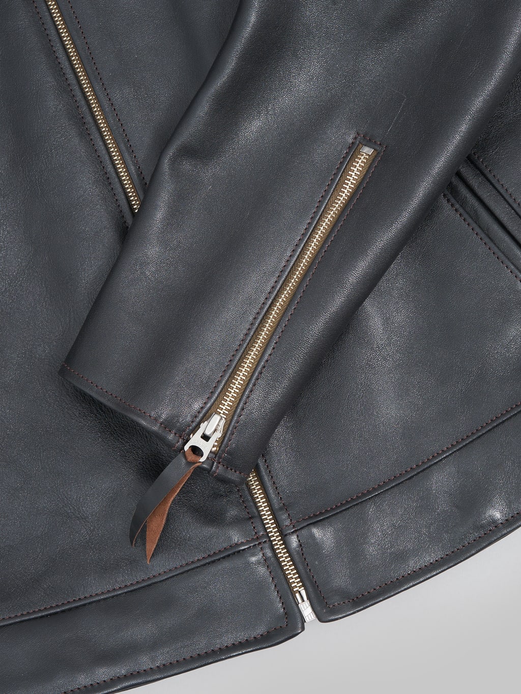 double helix dodecagon riders horsehide jacket black cuff zipper