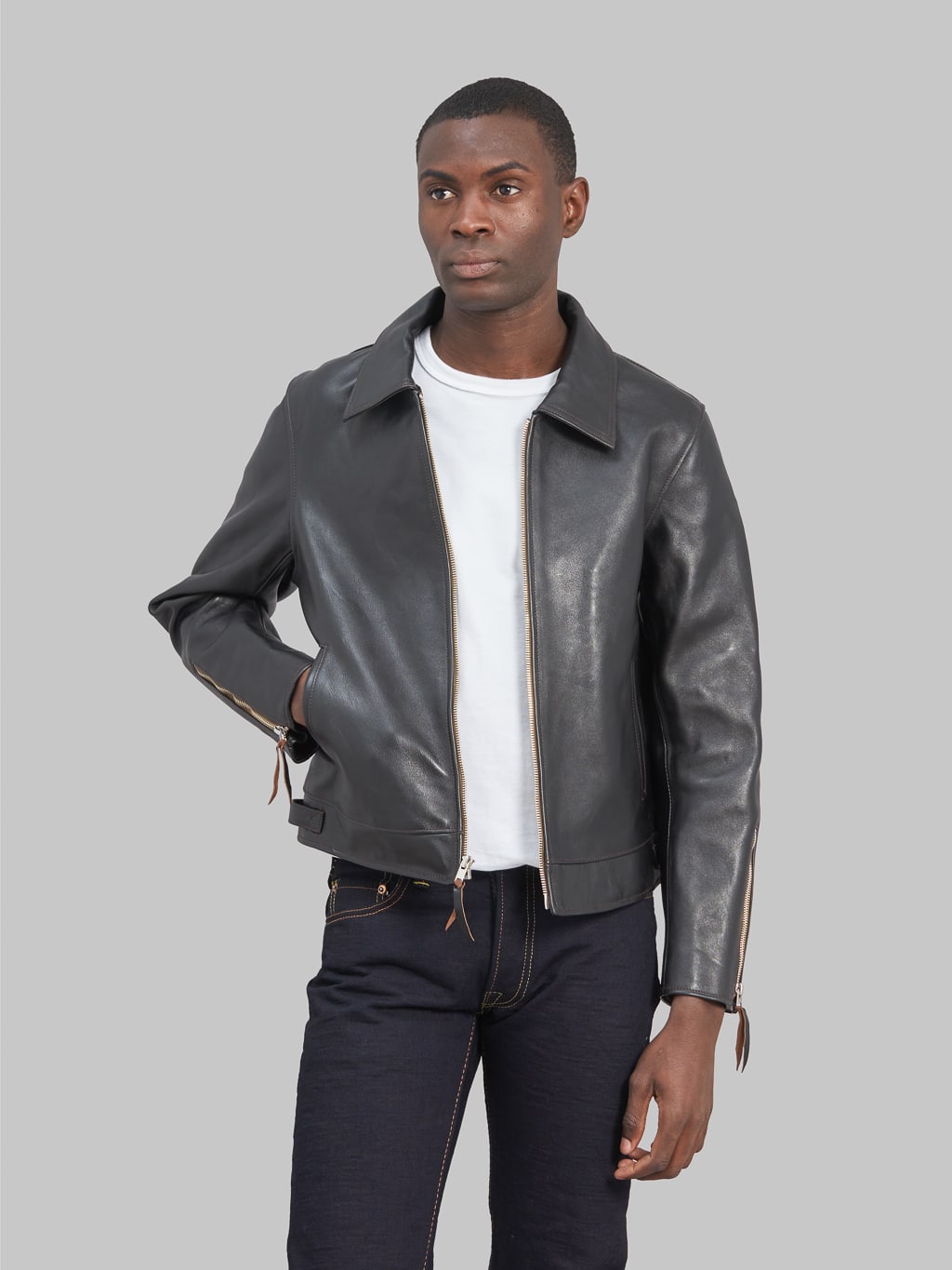 double helix dodecagon riders horsehide jacket black style