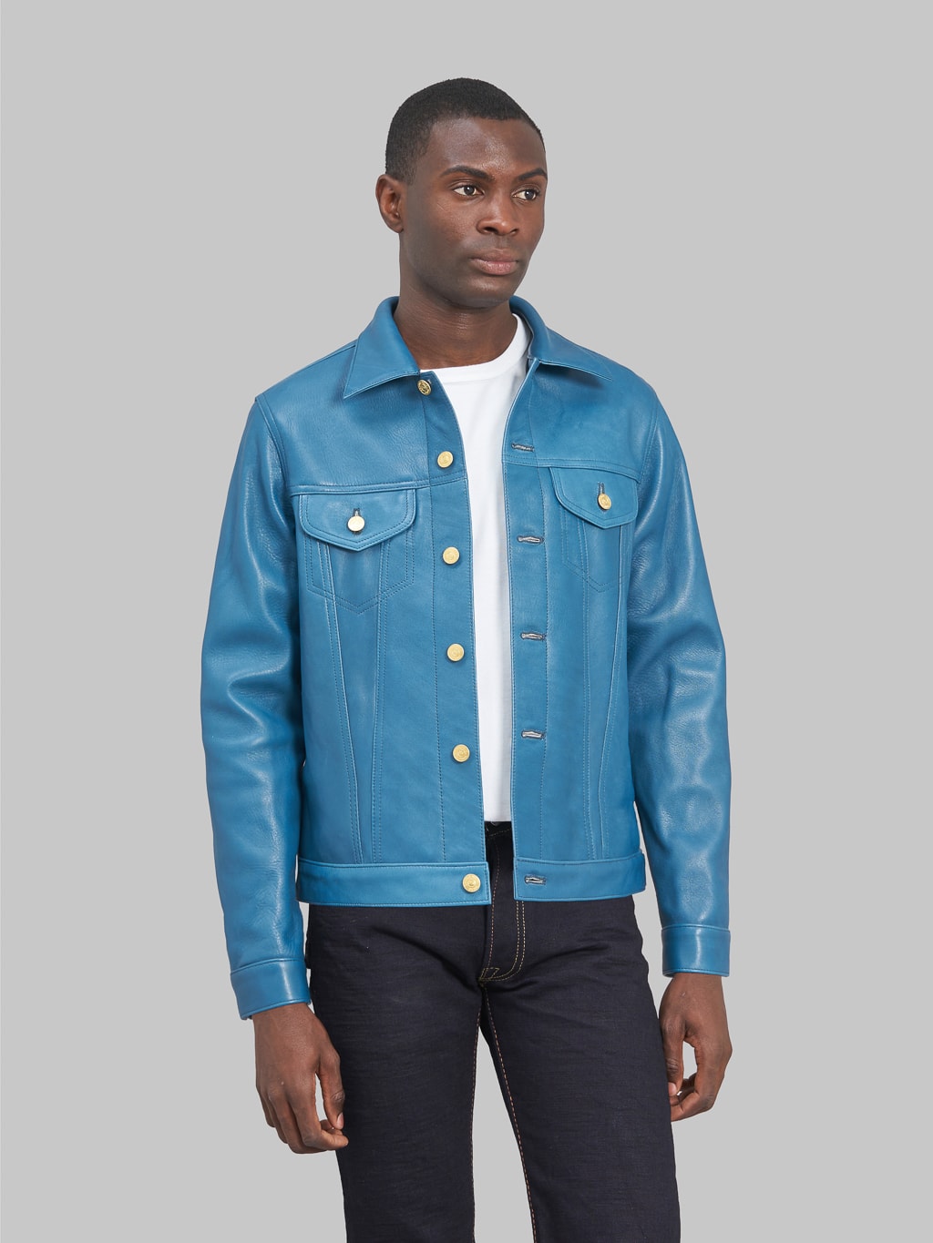 Double Helix Horse Leather Jacket Double Helix Western Pioneer Indigo Horsehide Type III Jacket 44 (XL)
