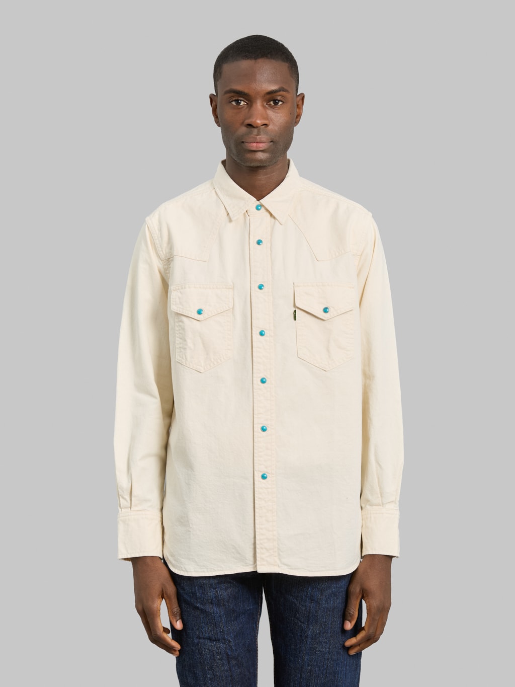 FOB Factory F3512 Western Shirt Ecru | Heavy Twill, Made in Japan