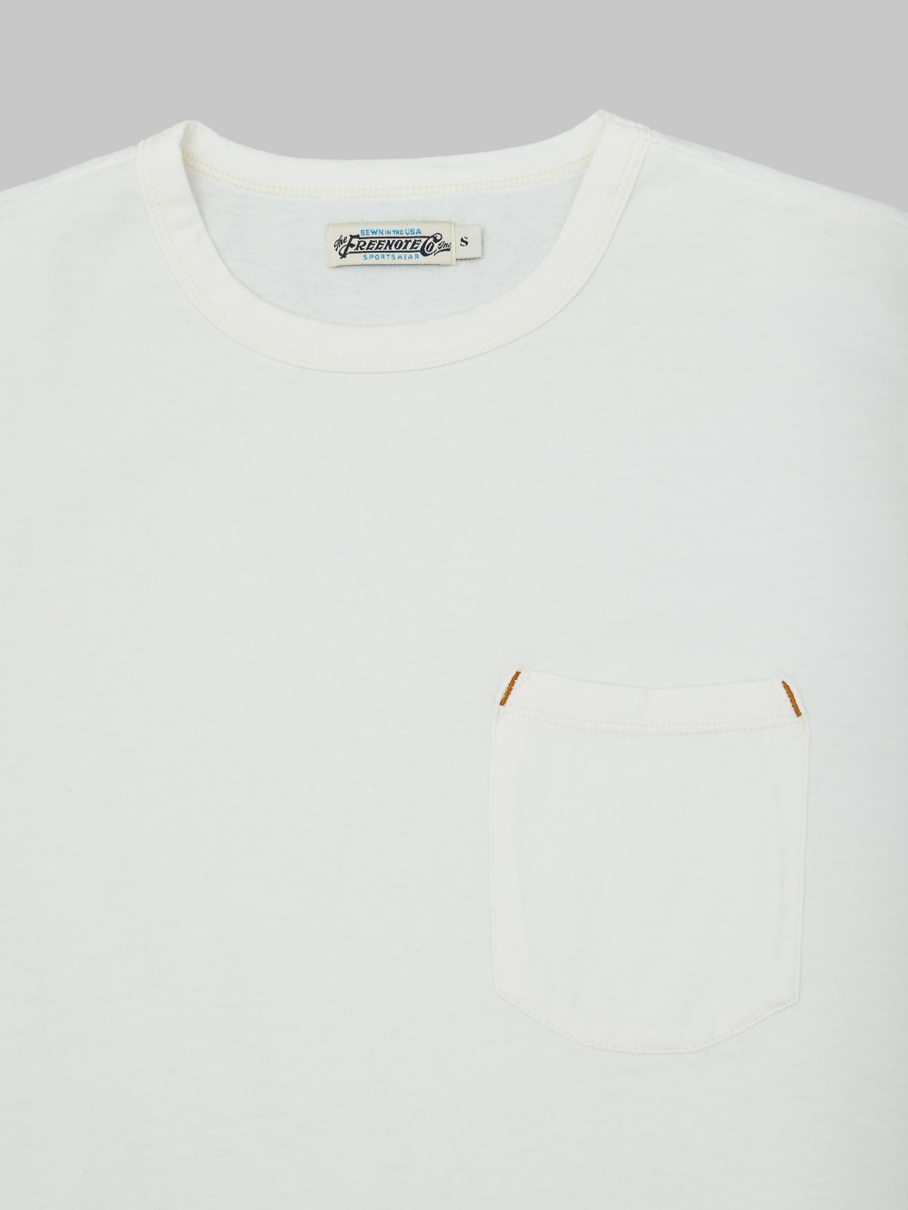freenote cloth 9 ounce pocket t shirt white front pocket
