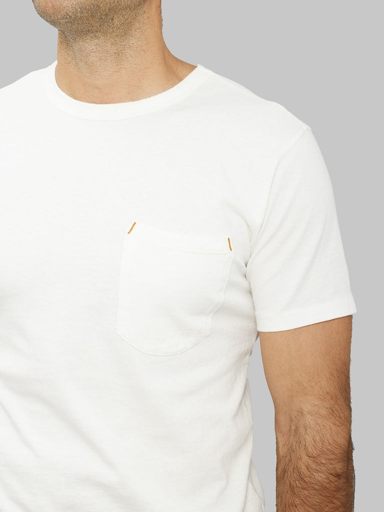freenote cloth 9 ounce pocket t shirt white  sleeve details