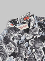 freenote cloth black tigers aloha shirt linen  collar details