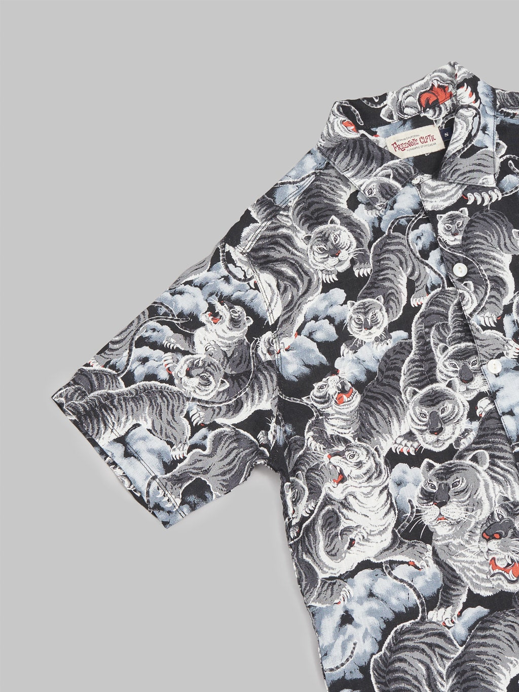freenote cloth black tigers aloha shirt linen short sleeve