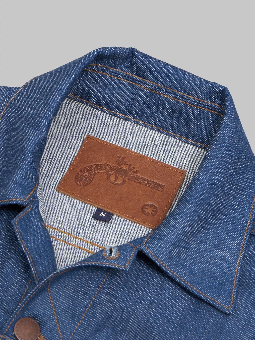 freenote cloth classic denim jacket vintage blue denim SB tanning leather patch