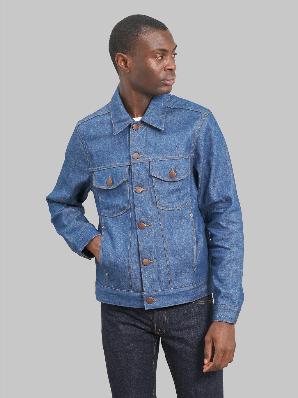 freenote cloth classic denim jacket vintage blue denim look