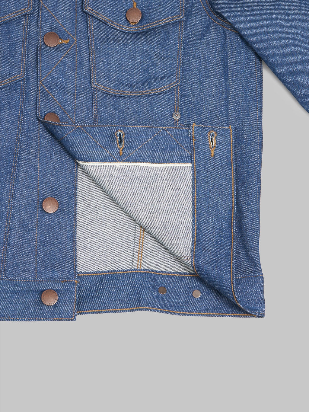 freenote cloth classic denim jacket vintage blue denim interior weft