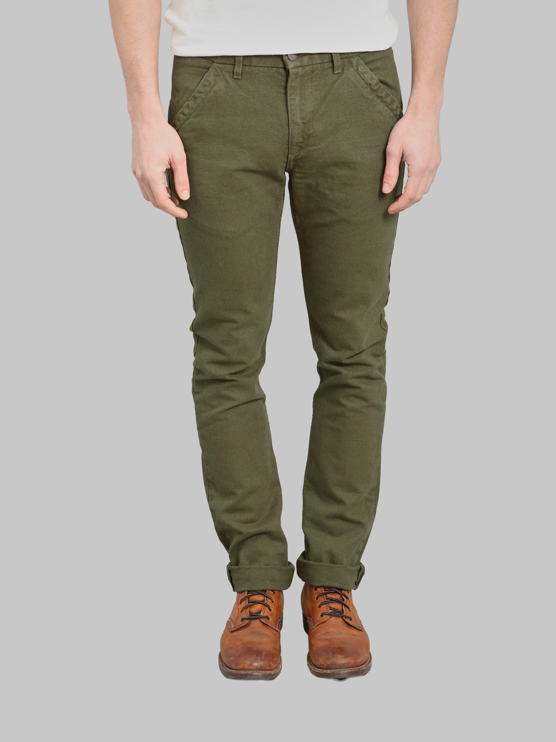 Freenote Cloth Workers Chino Slim Fit 14oz Slub Army Green