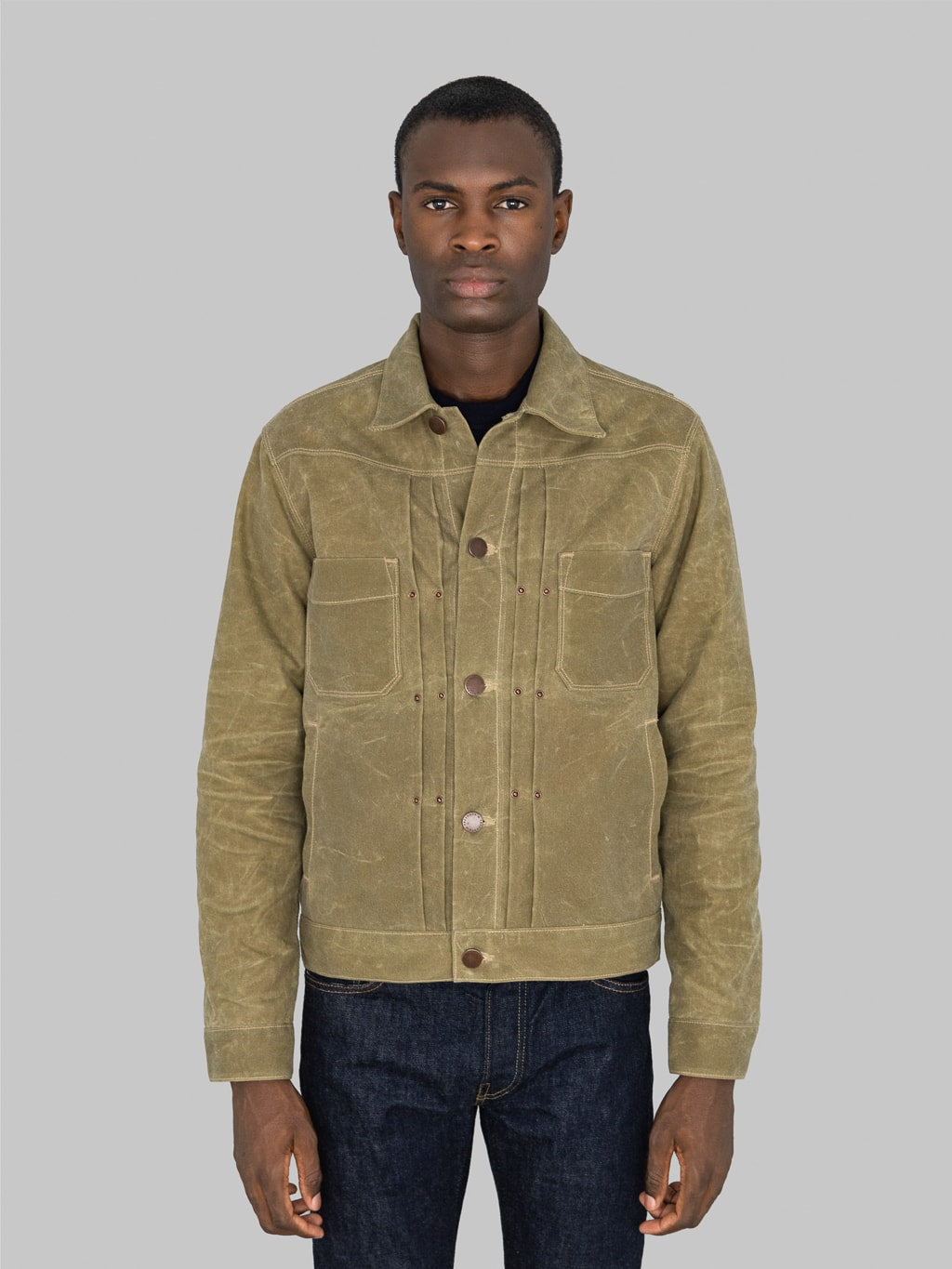 Freenote Cloth Riders Jacket Waxed Canvas Tobacco Tumbleweed Red Interior buttoned look