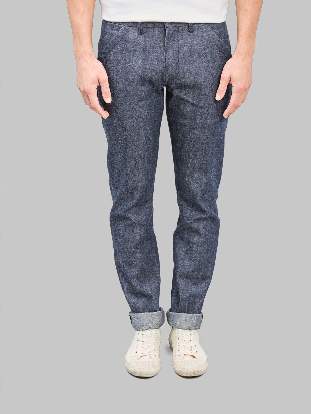 Freenote Workers Chino Slim Fit 11oz 1900 Denim front fit
