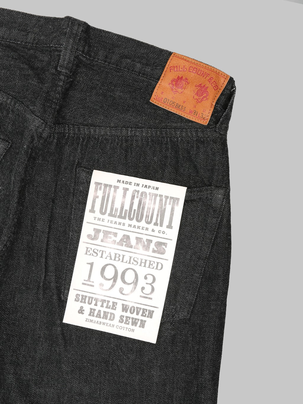 Fullcount 0105BKSS 11.5oz Wide Straight Jeans Black (Super Smooth) - Redcast Heritage Co.