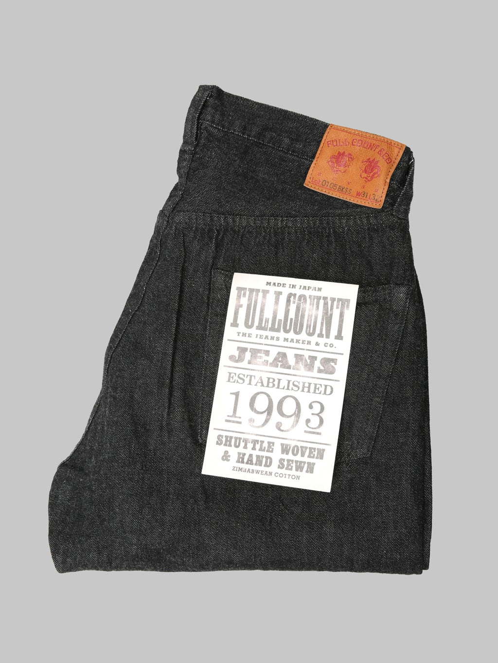 Fullcount 0105BKSS 11.5oz Wide Straight Jeans Black (Super Smooth) - Redcast Heritage Co.