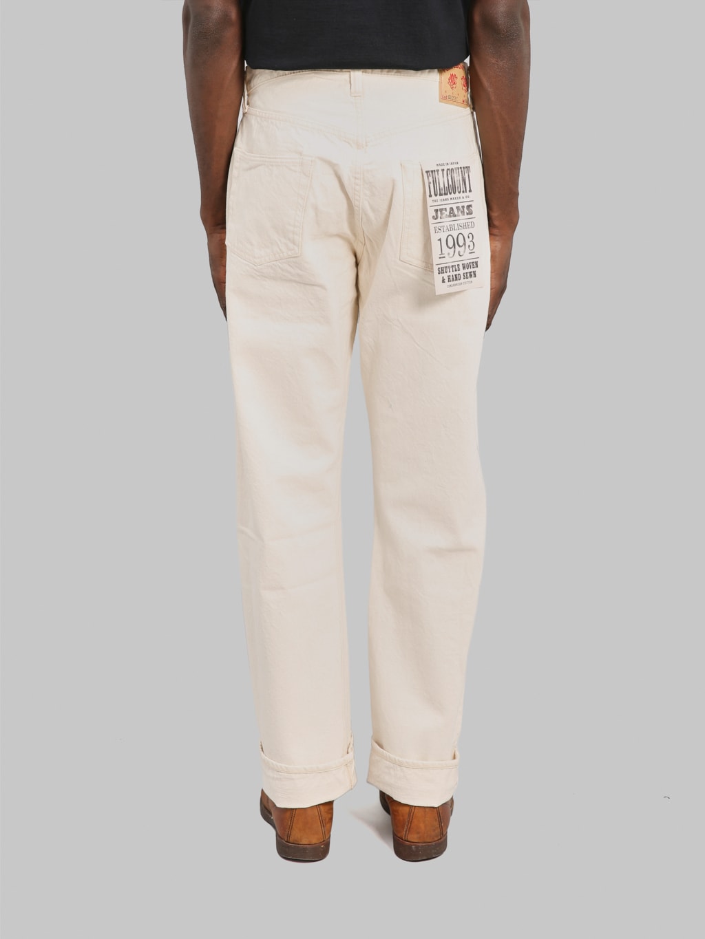 Fullcount 0105EC 13oz Ecru Selvedge Wide Straight Jeans back fit