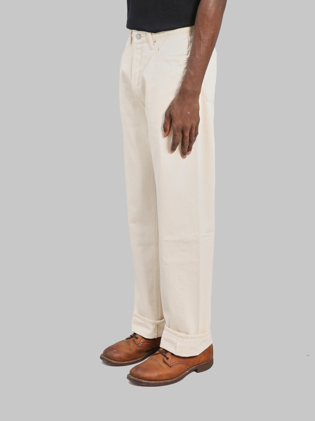 Fullcount 0105EC 13oz Ecru Selvedge Wide Straight Jeans side fit