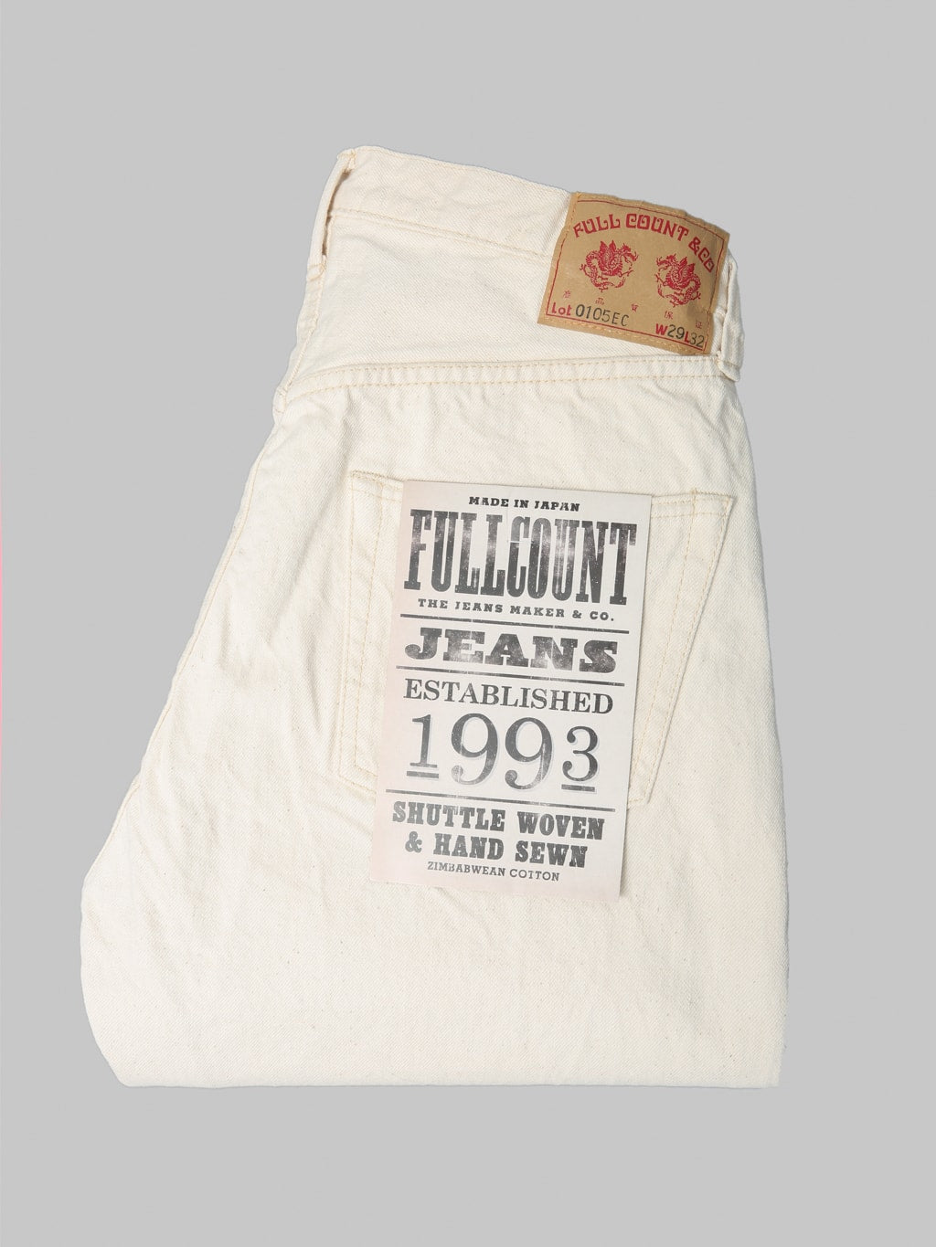 Fullcount 0105EC 13oz Ecru Selvedge Wide Straight Jeans 100 cotton