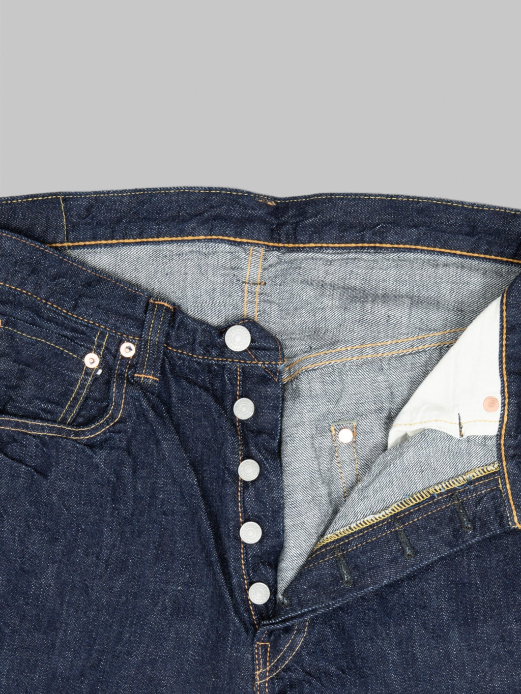 Fullcount 0105SSW Wide Straight Jeans Super Smooth buttons