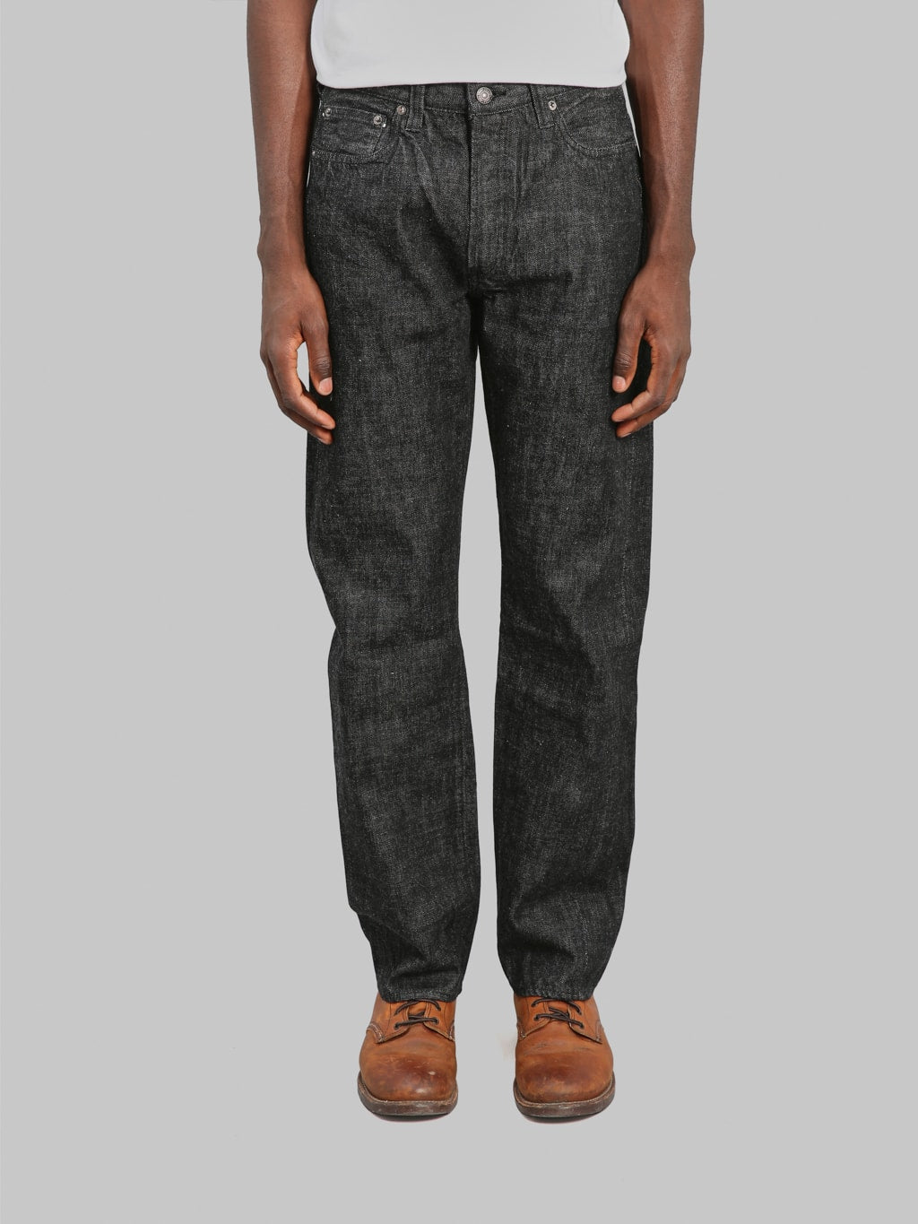 Fullcount 1101BK Regular Straight Black Jeans front look