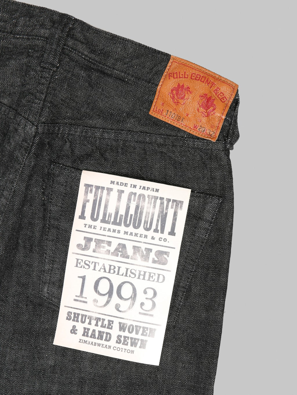 Fullcount 1101BK Regular Straight Black Jeans back pocket