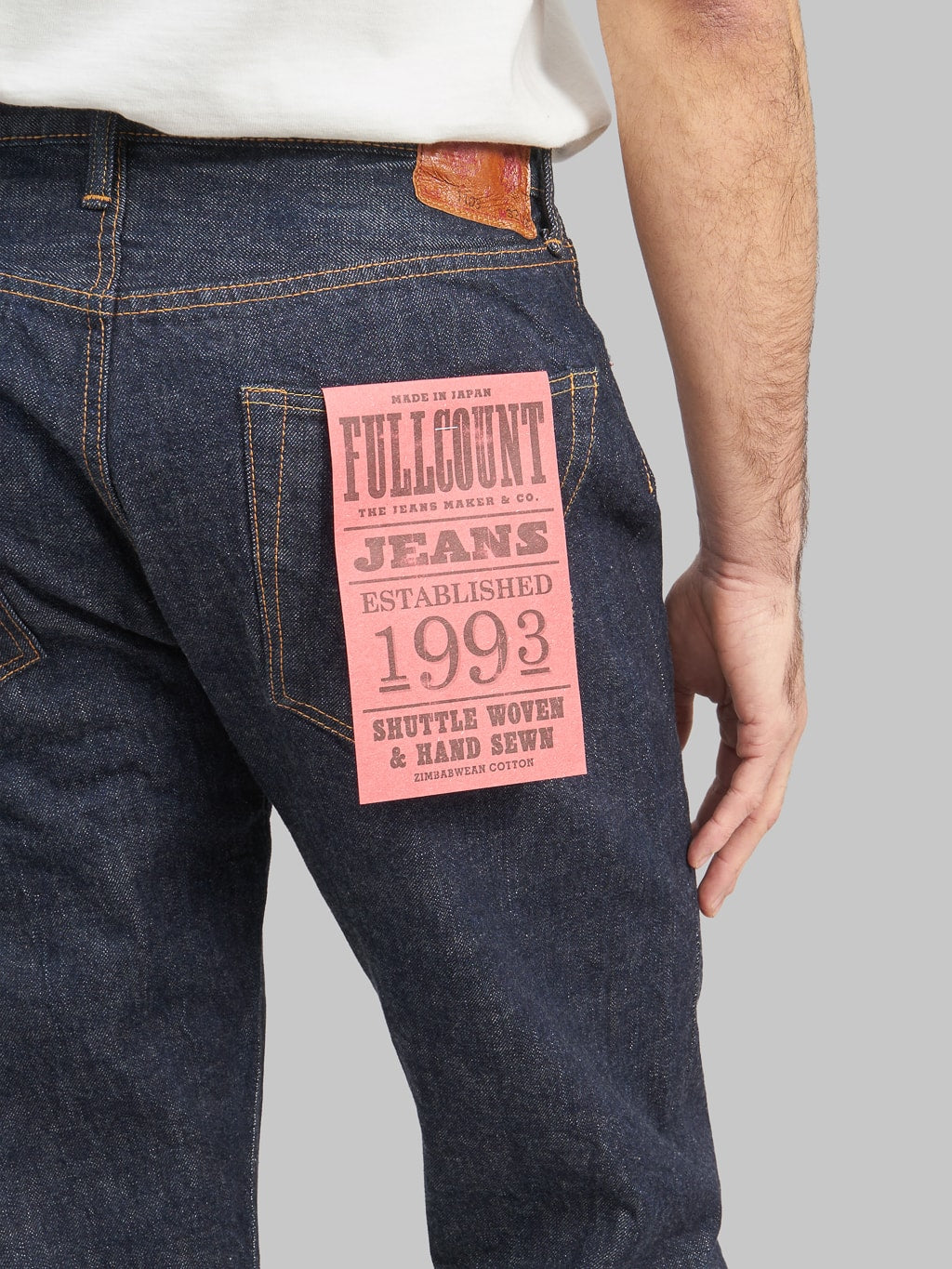 fullcount 1103 clean straight selvedge denim jeans back details