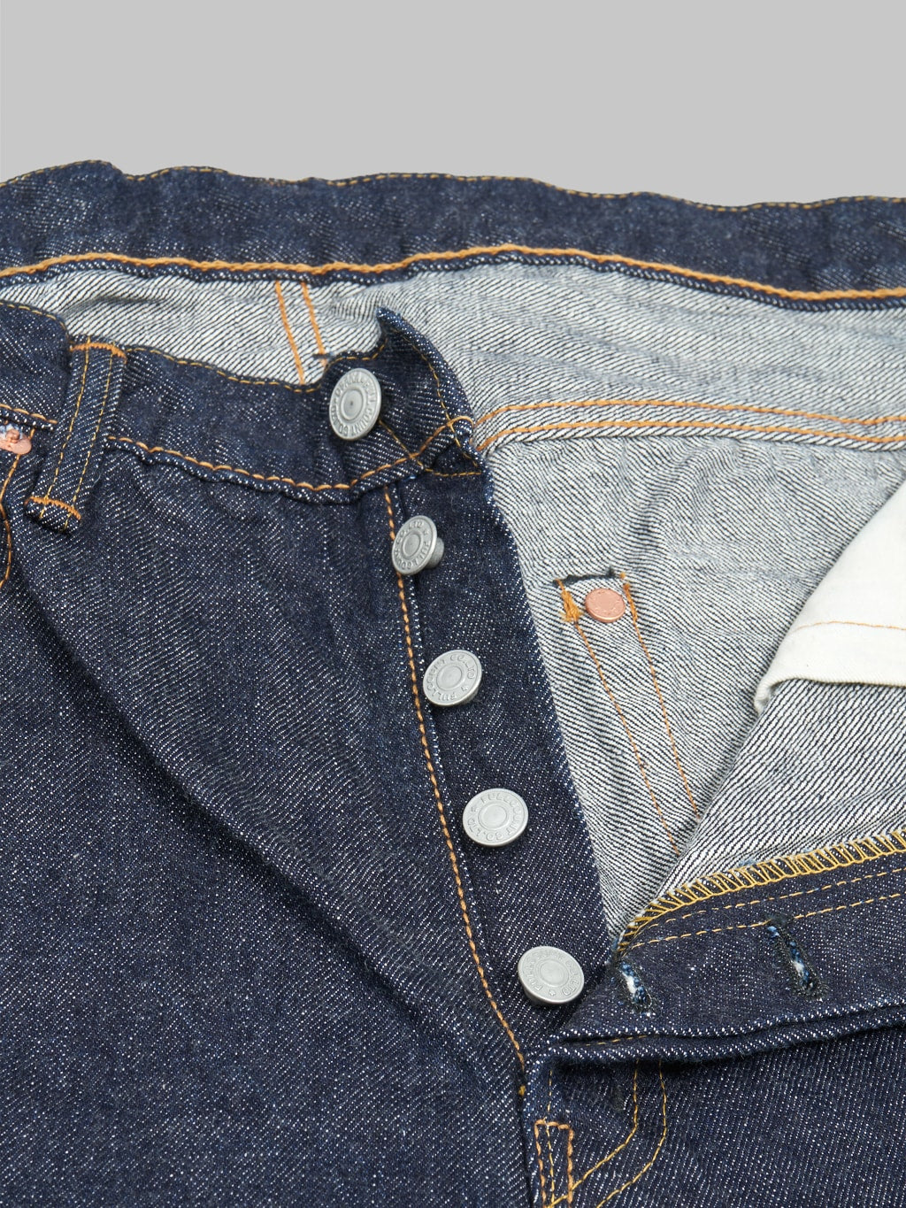 fullcount 1103 clean straight selvedge denim jeans buttons