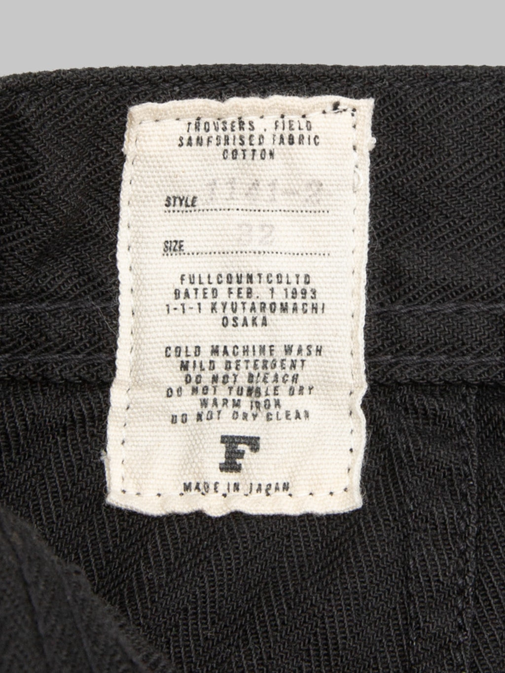 Fullcount 1141-2 USN Herringbone Seamen’s Trousers Black