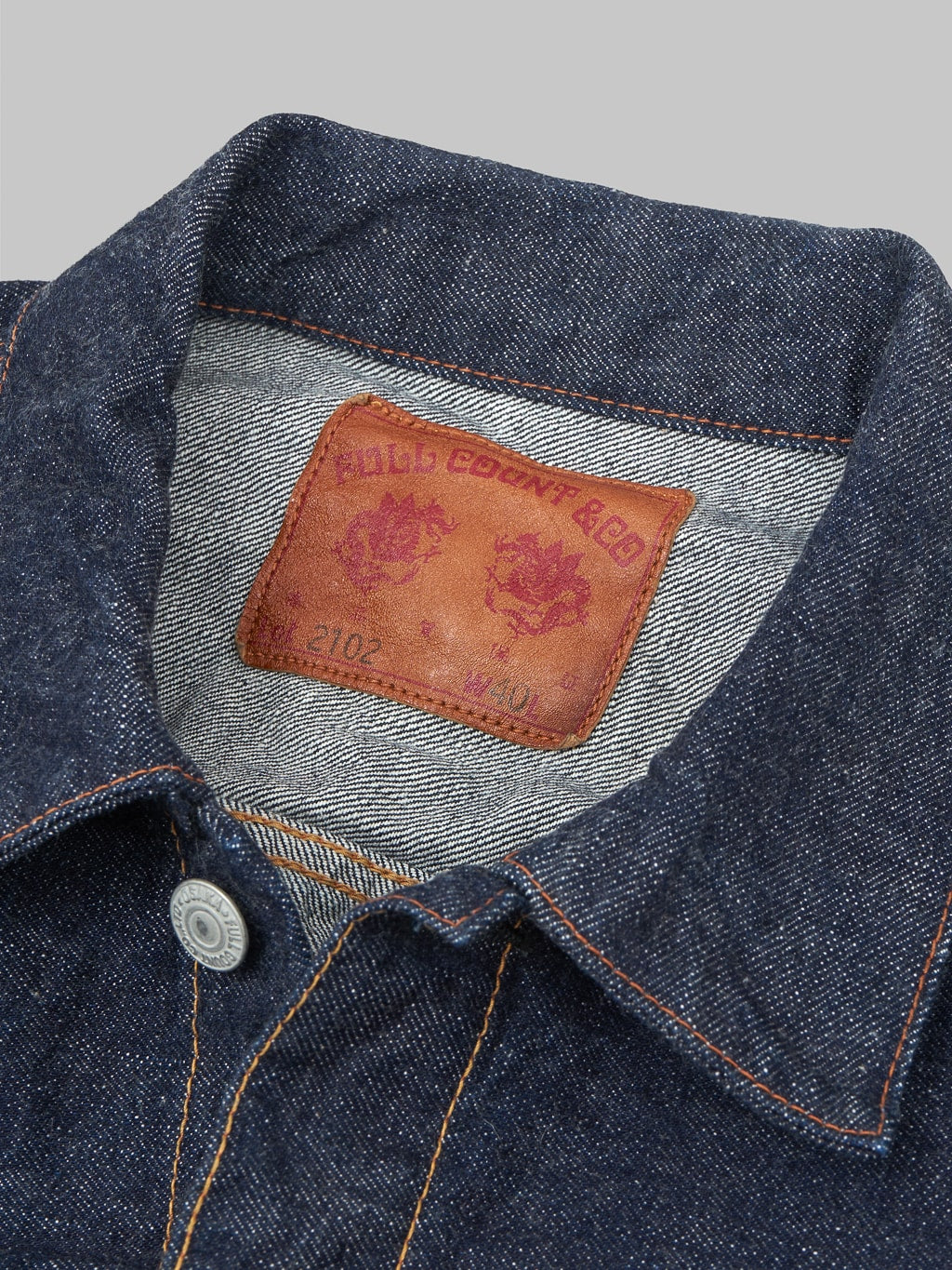 fullcount 2102 type 2 denim jacket selvedge leather patch