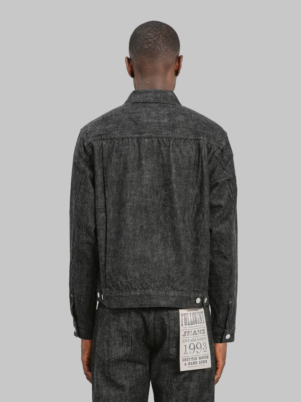 Fullcount 2102BK Type 2 Black Denim Jacket back fit