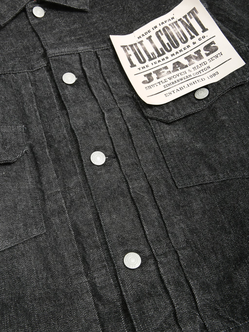 Fullcount 2102BK Type 2 Black Denim Jacket closeup