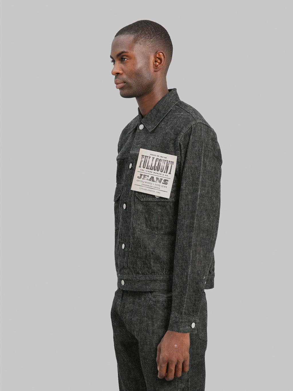 Fullcount 2102BK Type 2 Black Denim Jacket side fit