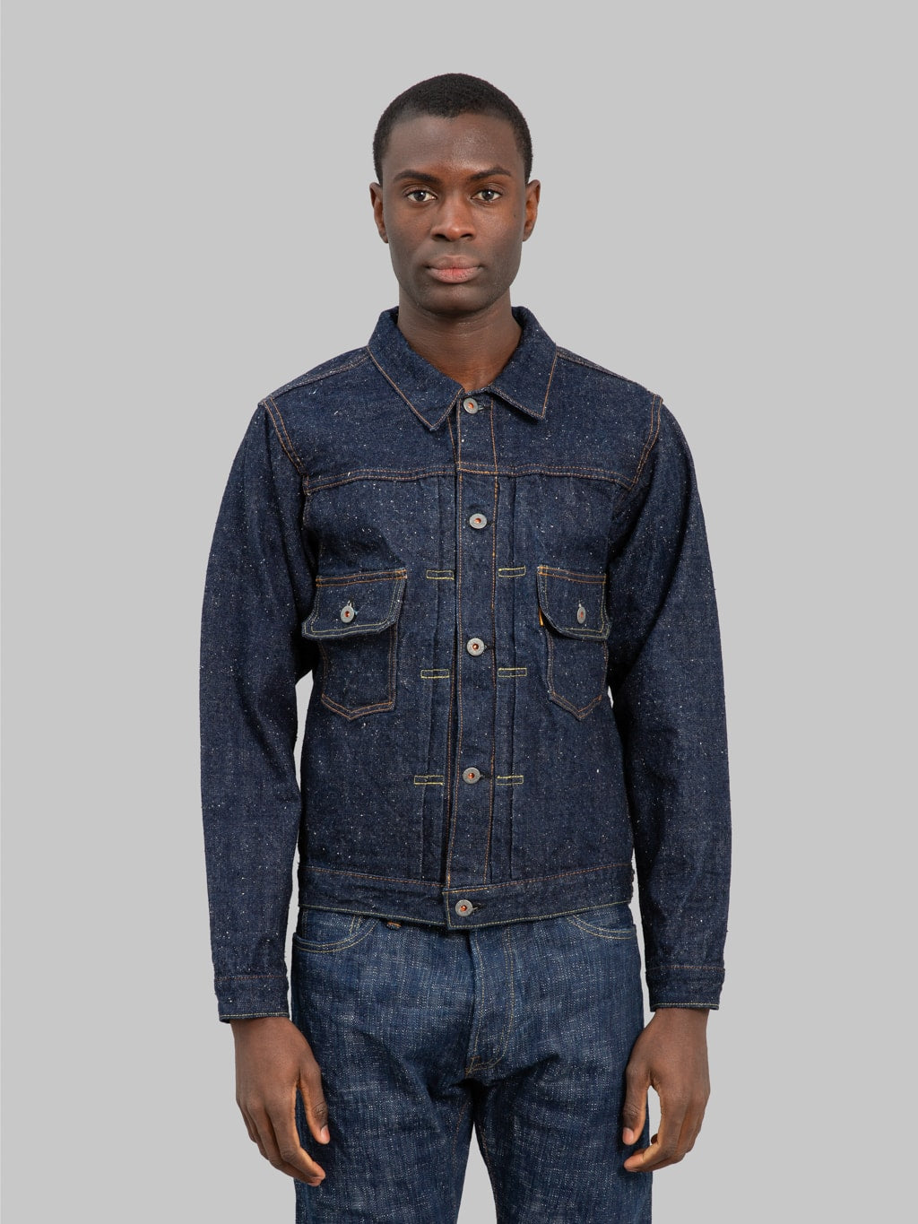 graph zero 15oz nep yarn type 2 denim jacket buttoned