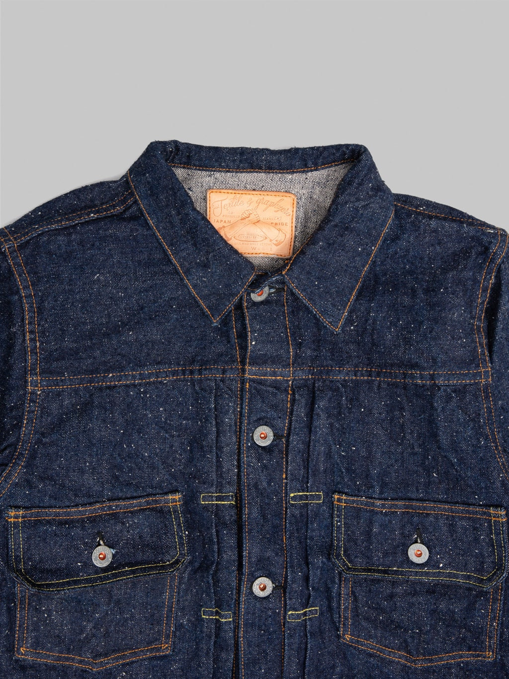 graph zero 15oz nep yarn type 2 denim jacket front pockets