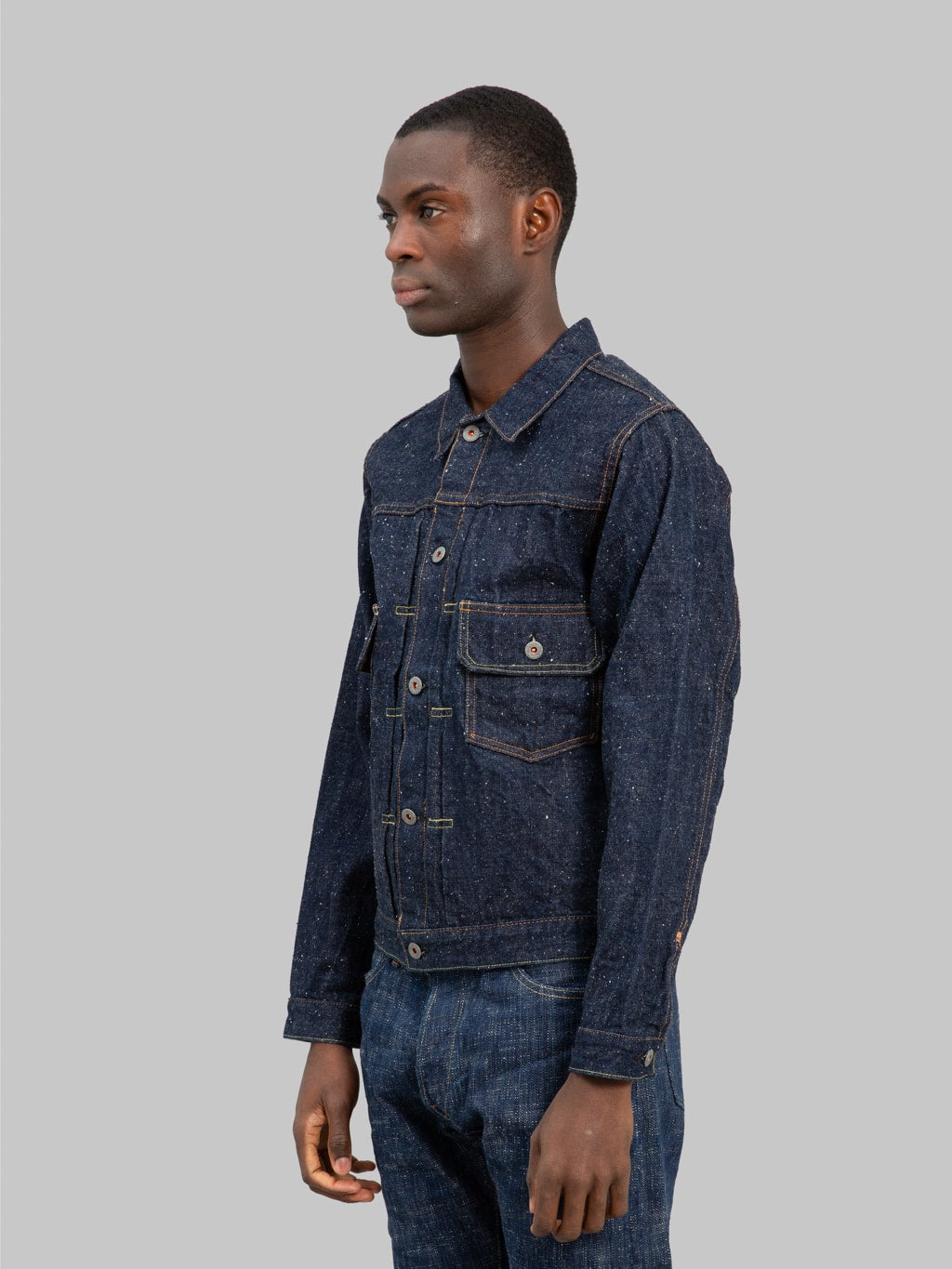 graph zero 15oz nep yarn type 2 denim jacket side look